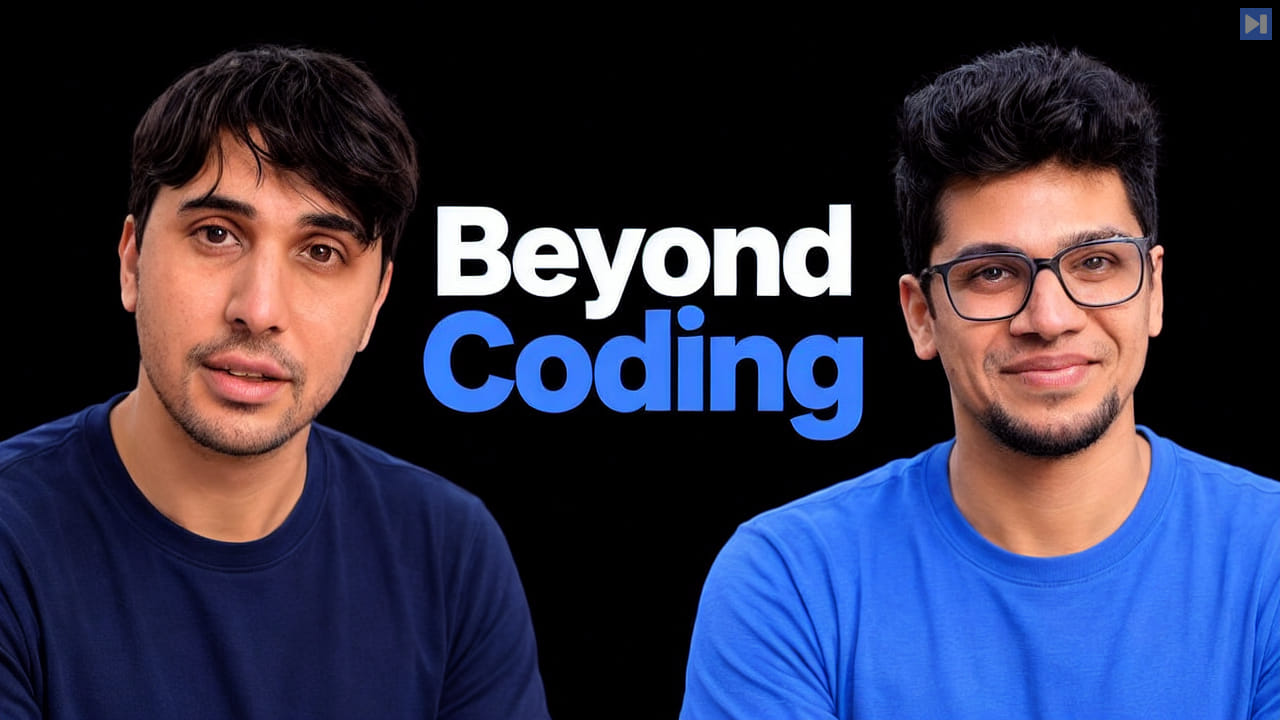 0xSero and Vaibhav Srivastav beside the blue-and-white headline Beyond Coding against a black background.