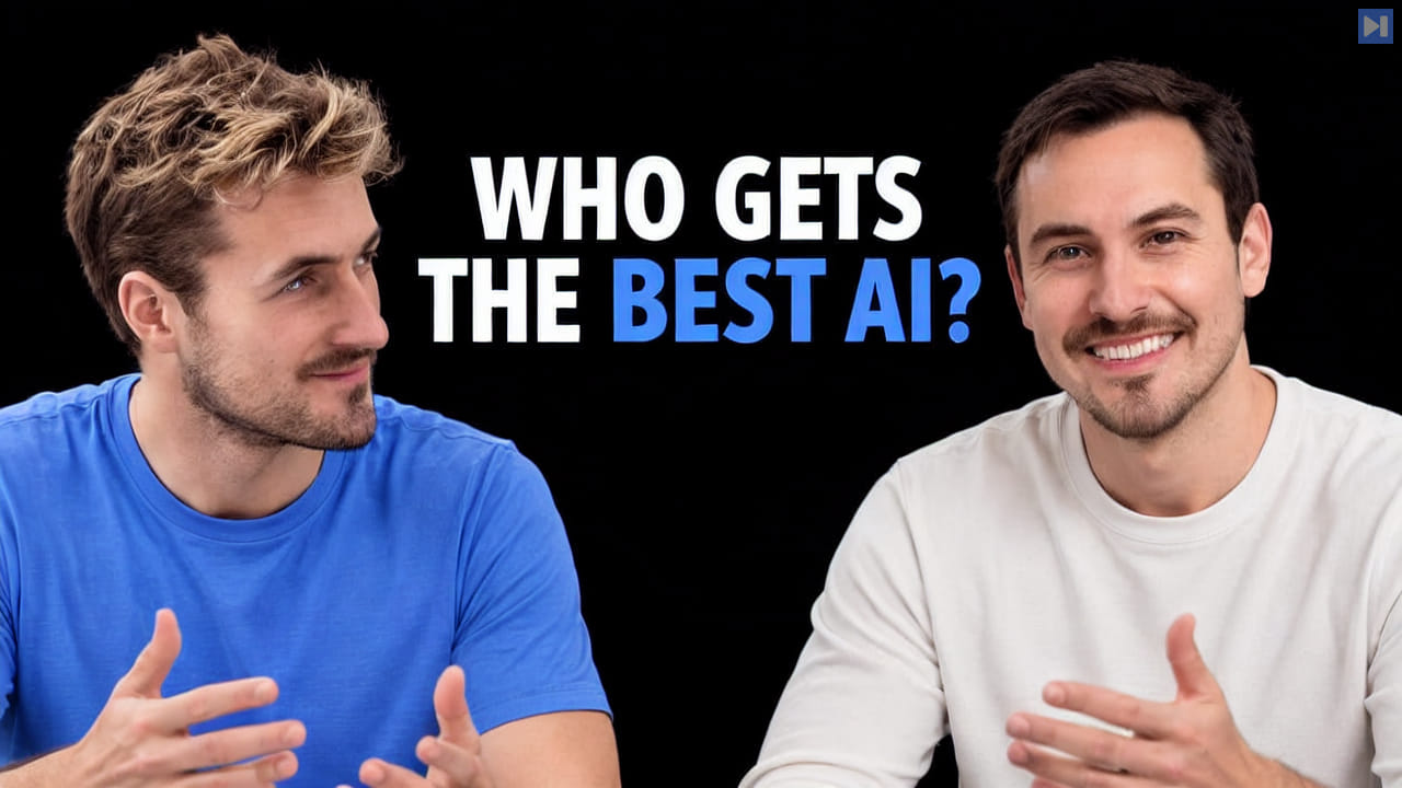 Pierce Freeman and Richard Diehl Martinez in blue and white tops against black, alongside the blue and white headline "WHO GETS THE BEST AI?".