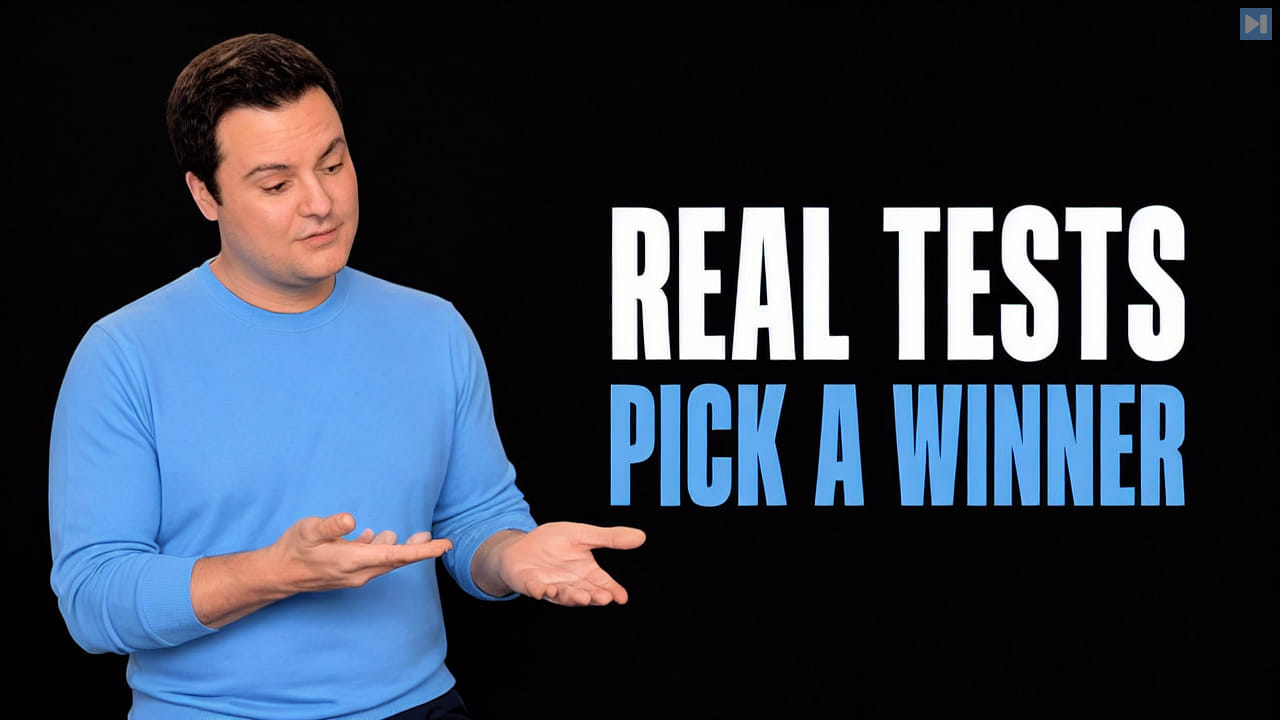 Bijan Bowen weighing two options beside the words Real Tests Pick a Winner