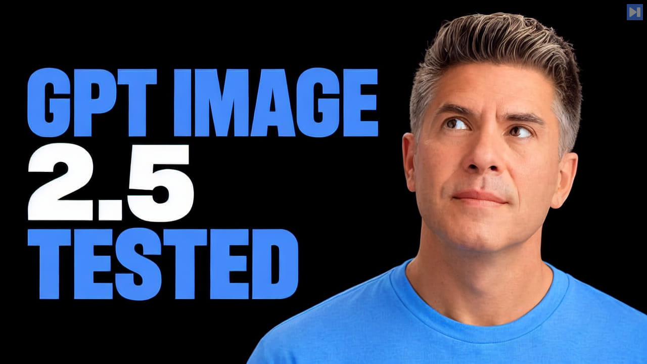 Tim Simmons beside the headline GPT Image 2.5 Tested on a pure black background.
