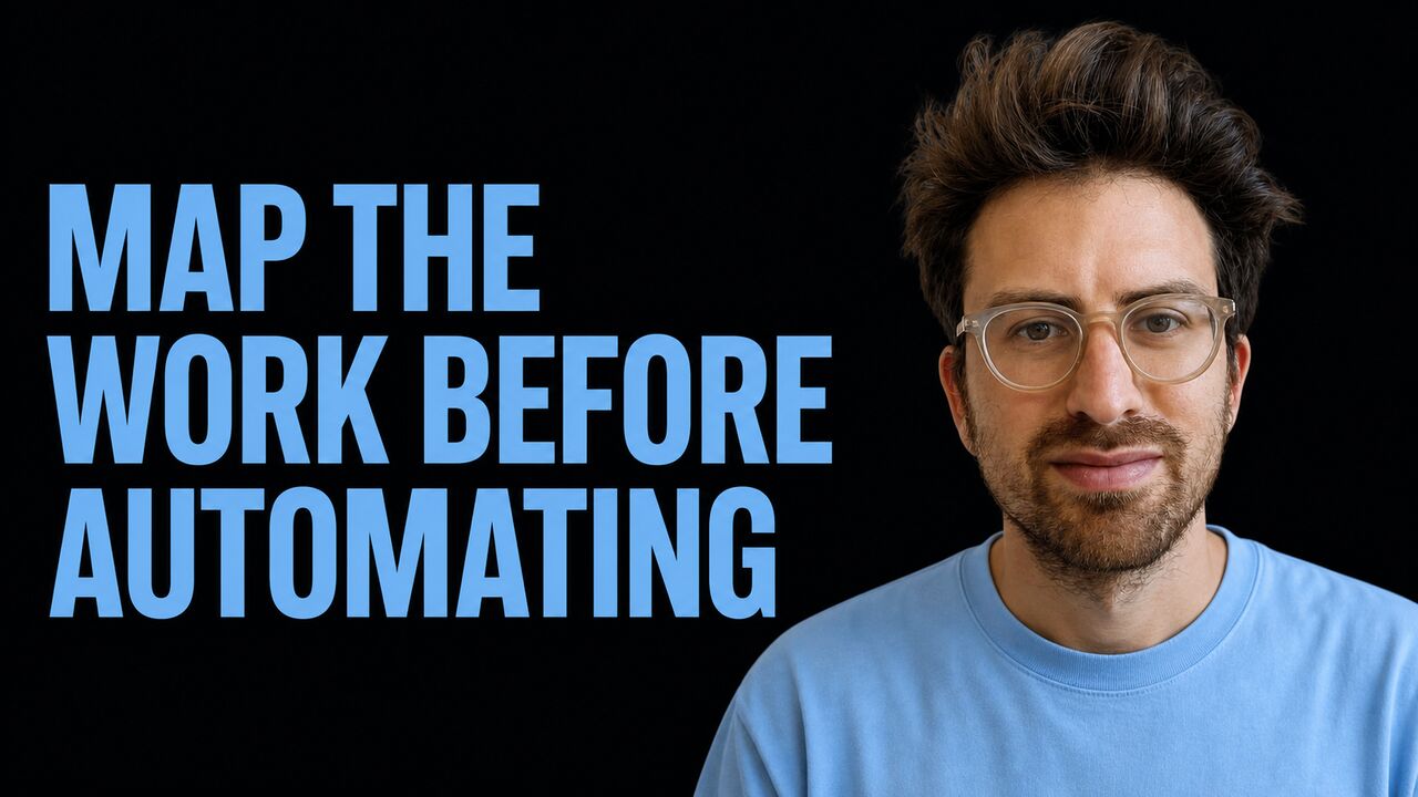 Portrait of Greg Isenberg beside the words Map the Work Before Automating