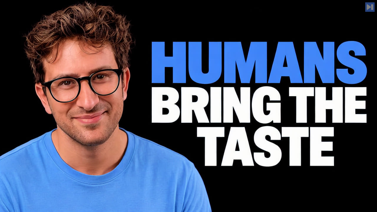 Greg Isenberg on a black background with the headline HUMANS BRING THE TASTE in blue and white.