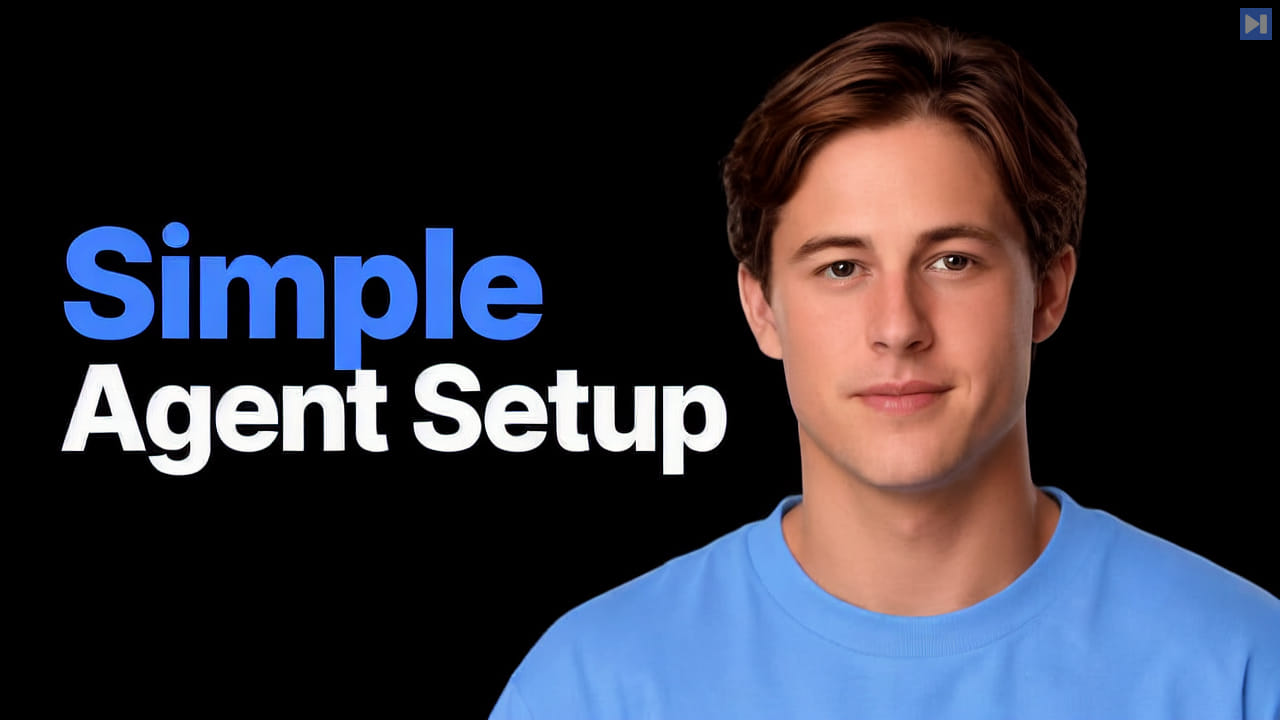 Remy Gaskell in a light-blue top on the right beside the blue and white Simple Agent Setup headline on black.