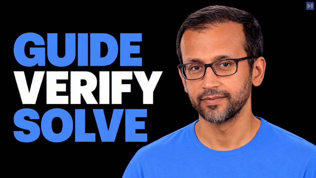 Anirban Chatterjee beside the headline Guide Verify Solve on a pure black background.