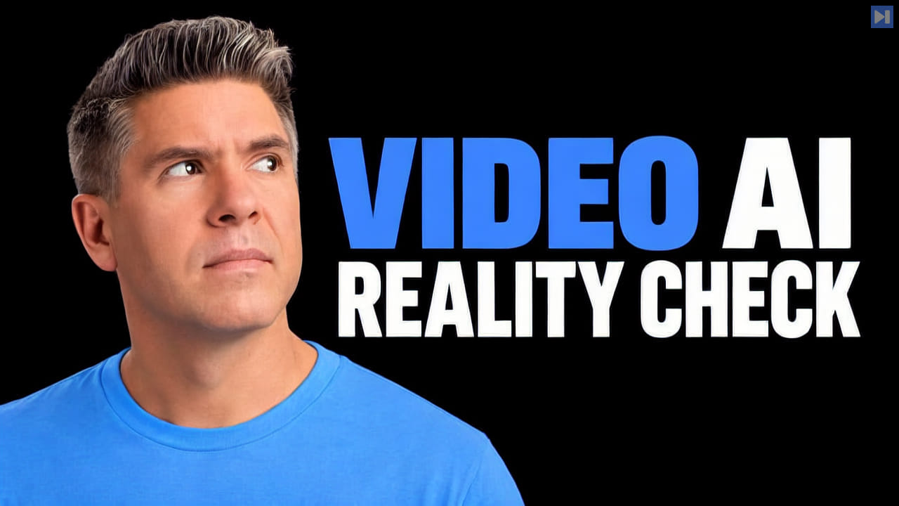 Tim Simmons against a black background beside the blue-and-white headline “VIDEO AI REALITY CHECK”.