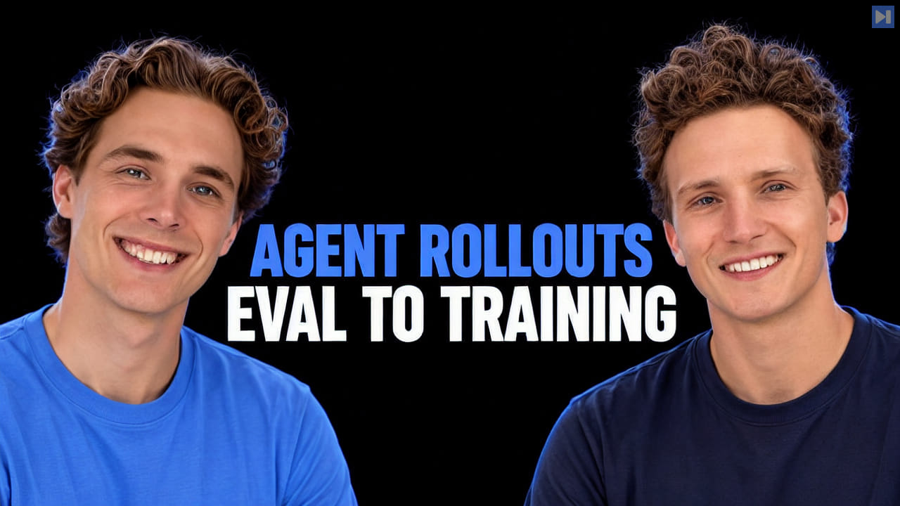 Alex Shaw and Ryan Marten against a black background beside the blue and white headline “AGENT ROLLOUTS EVAL TO TRAINING”.