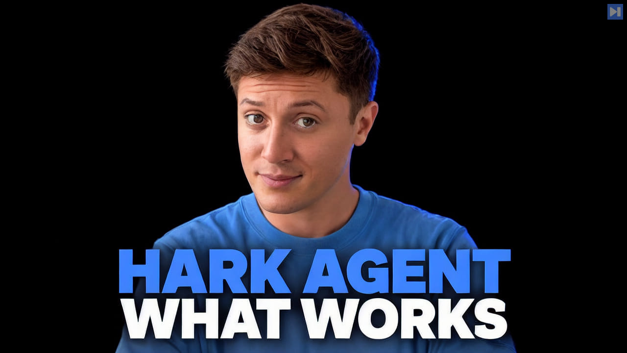 Alex Finn against a black background beside the blue and white headline “HARK AGENT WHAT WORKS”.