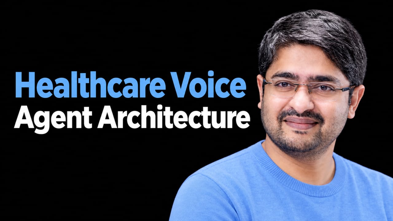 Vivek Muppalla beside the headline Healthcare Voice Agent Architecture.