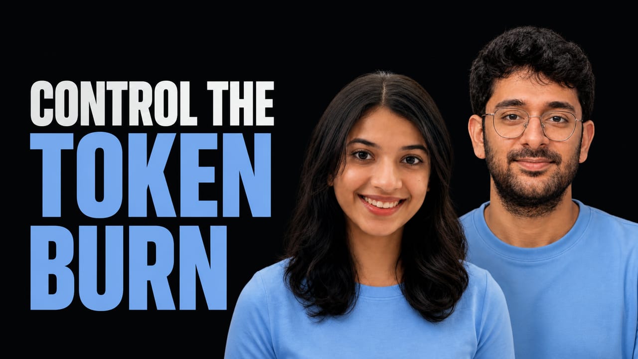 Tisha Chawla and Susheem Koul beside the words Control the Token Burn