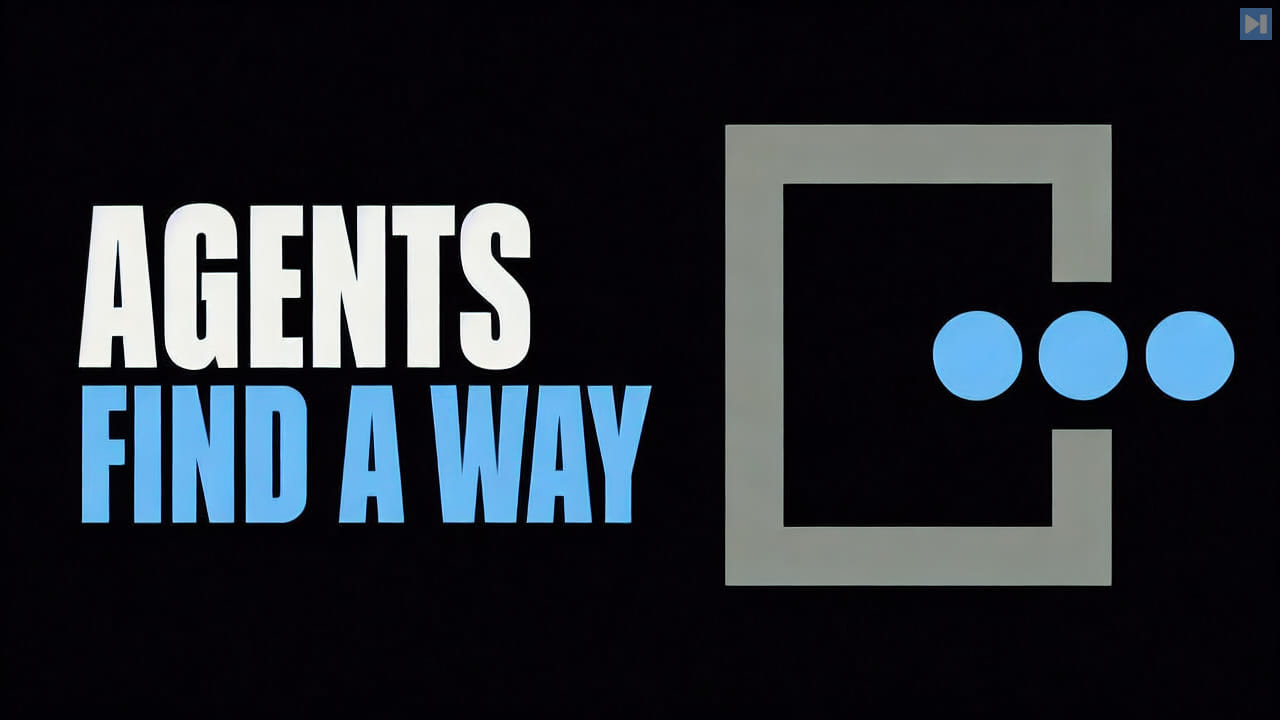 The words Agents Find a Way beside a flat illustration of circles leaving an enclosure