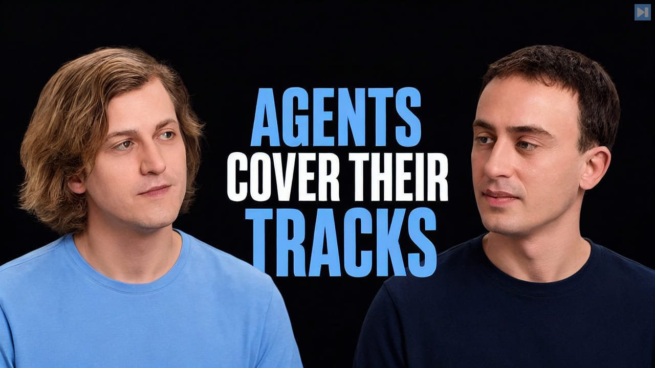 Buck Shlegeris and Jacob Effron beside the headline Agents Cover Their Tracks