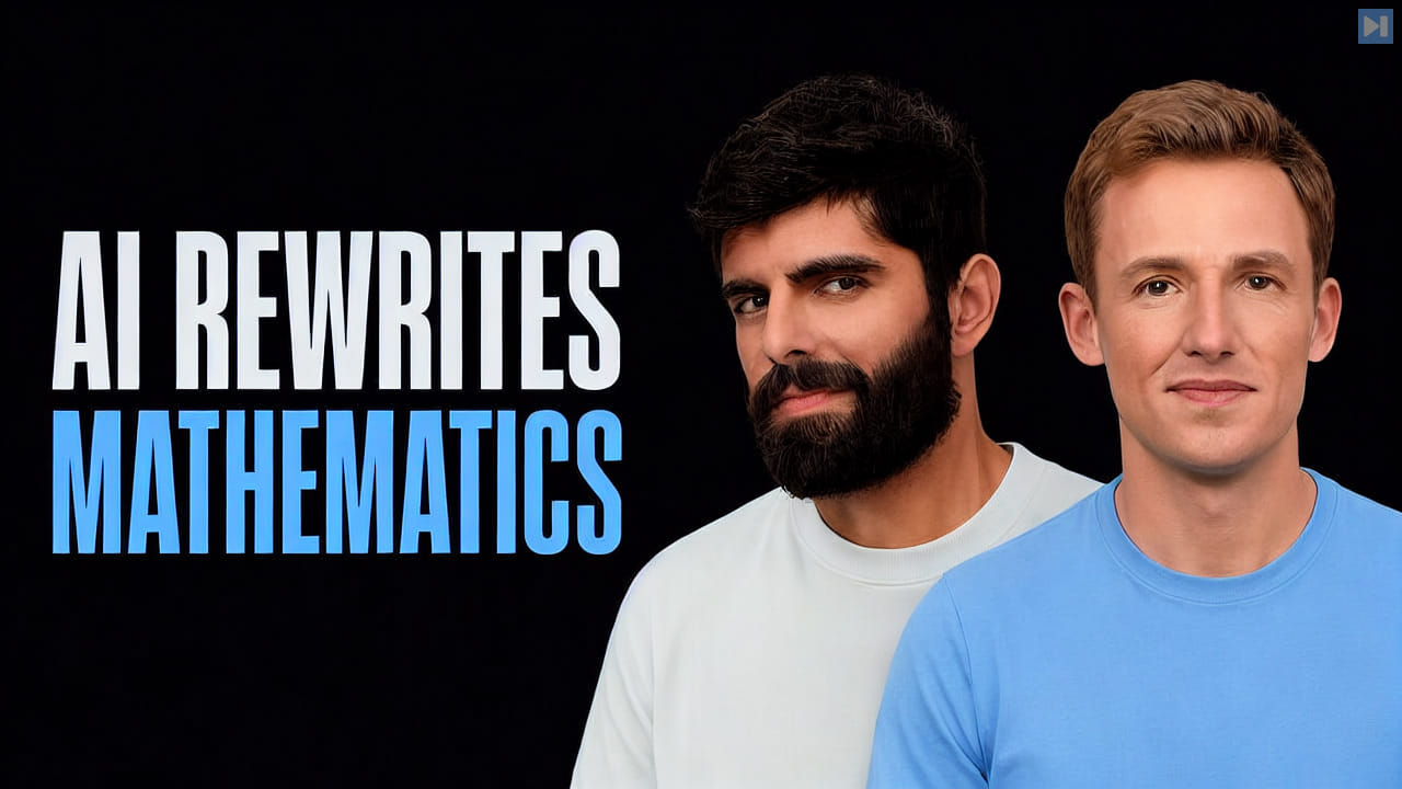 Dwarkesh Patel and Grant Sanderson beside the words AI Rewrites Mathematics