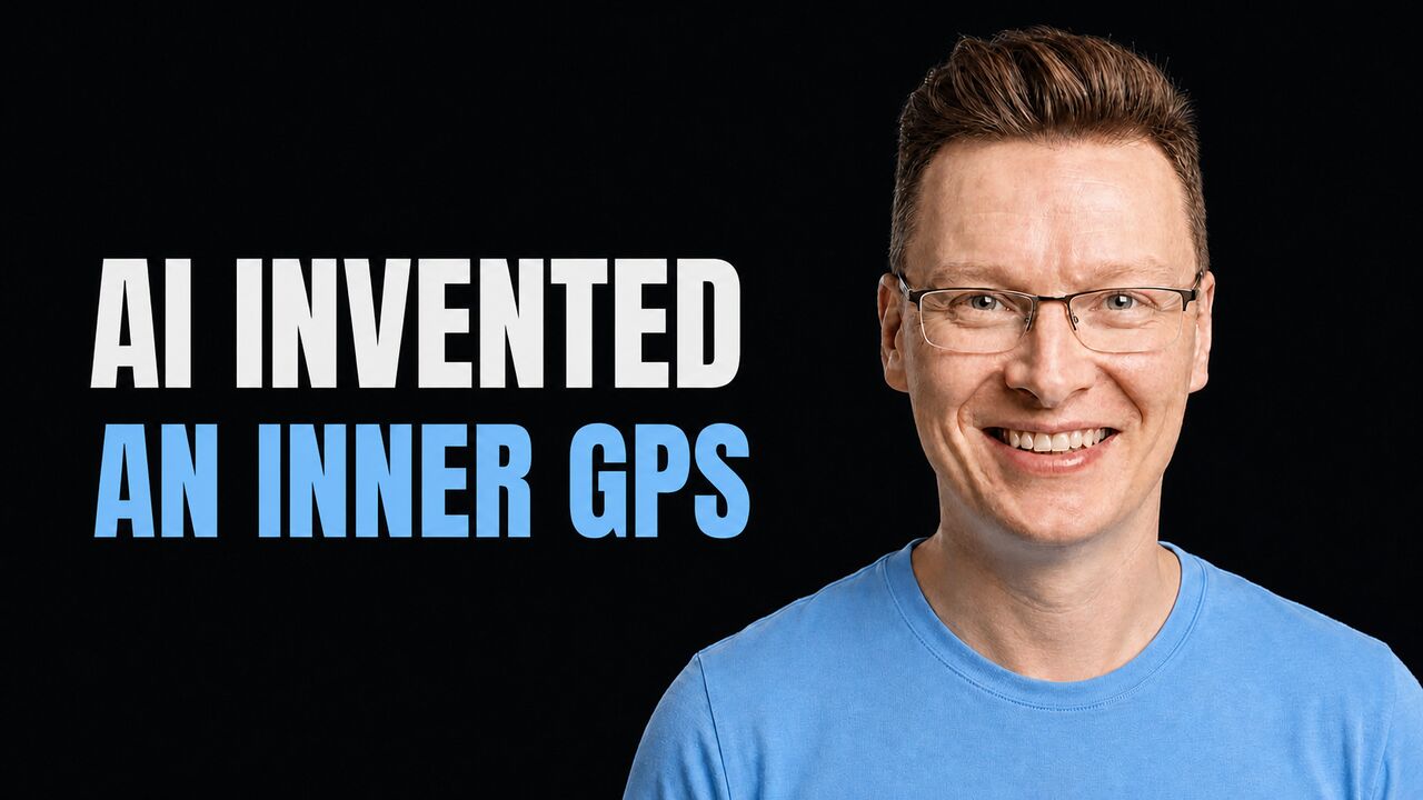 Károly Zsolnai-Fehér beside the words AI Invented an Inner GPS