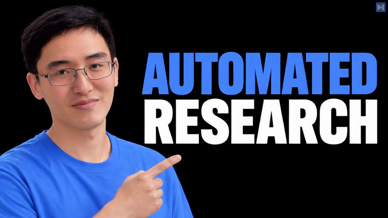 Zhengyao Jiang against a black background with the blue and white headline “AUTOMATED RESEARCH”.