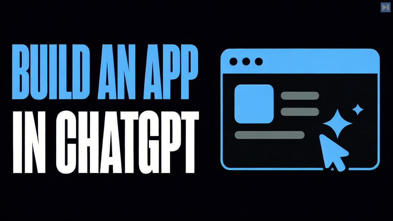A flat app-window illustration beside the words Build an App in ChatGPT