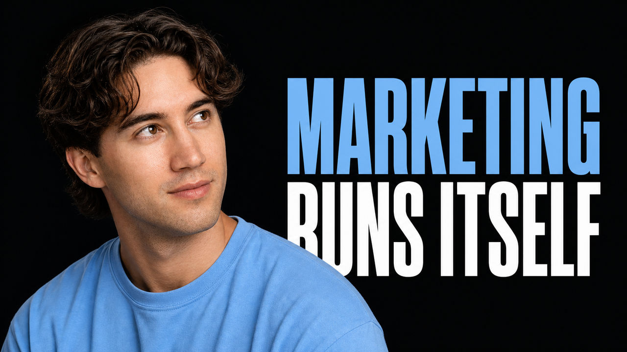Drake Surach beside the words Marketing Runs Itself