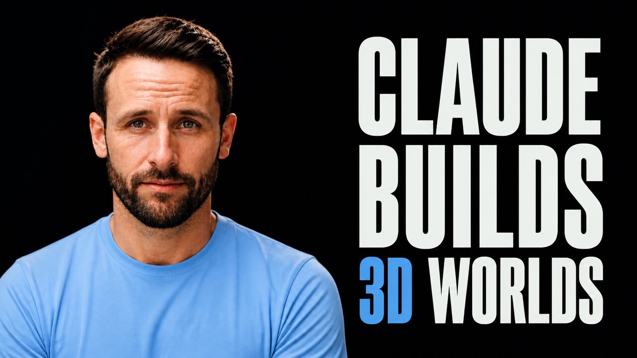Pat Simmons beside the words Claude Builds 3D Worlds