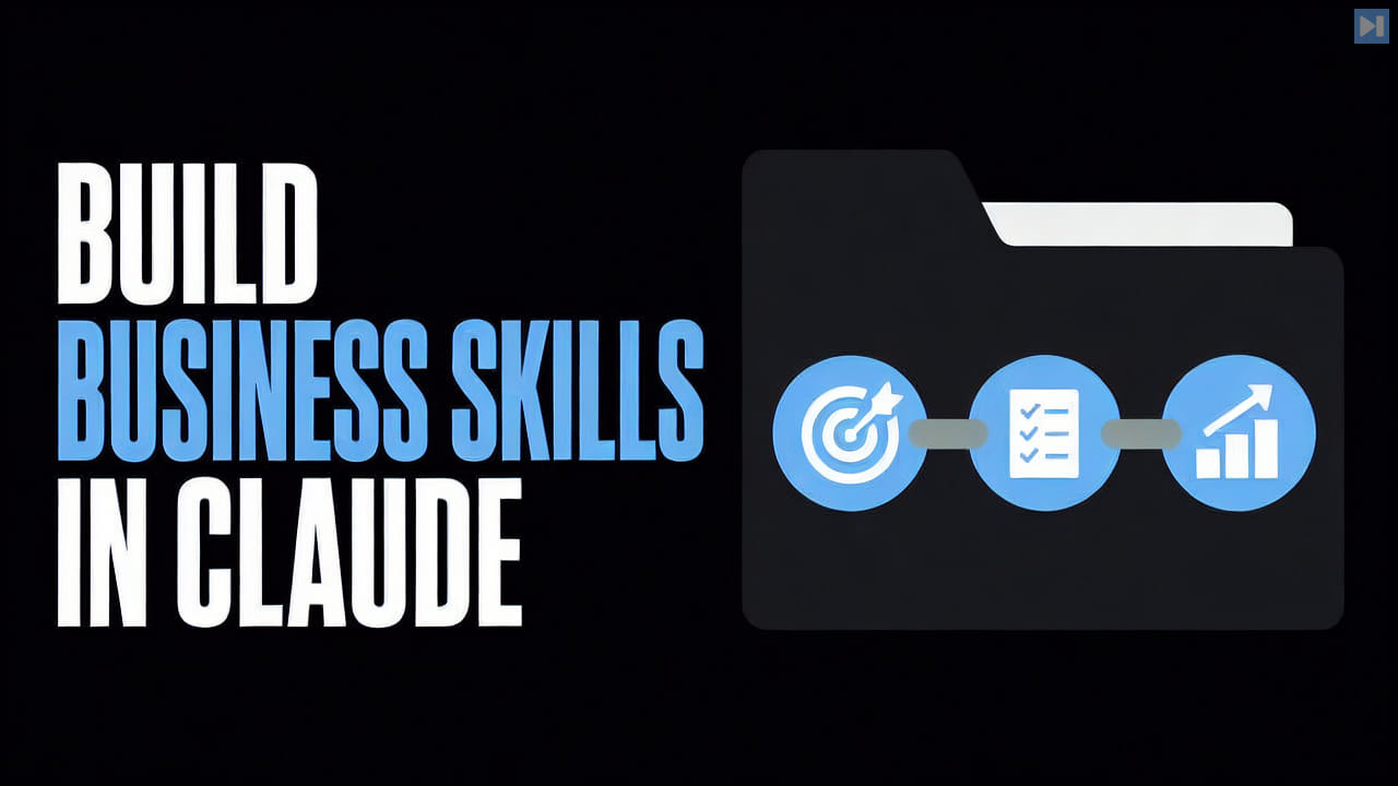 A workflow folder with three connected steps beside the words Build Business Skills in Claude
