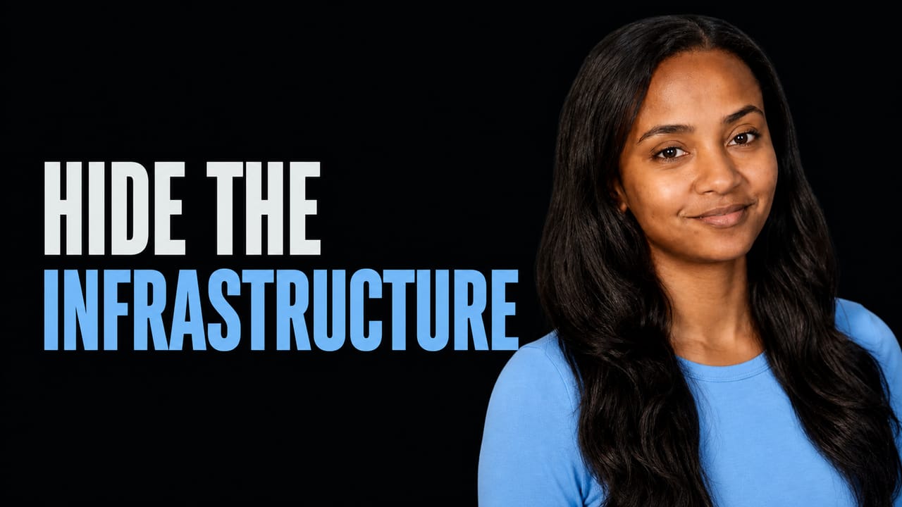 Safia Abdalla beside the words Hide the Infrastructure