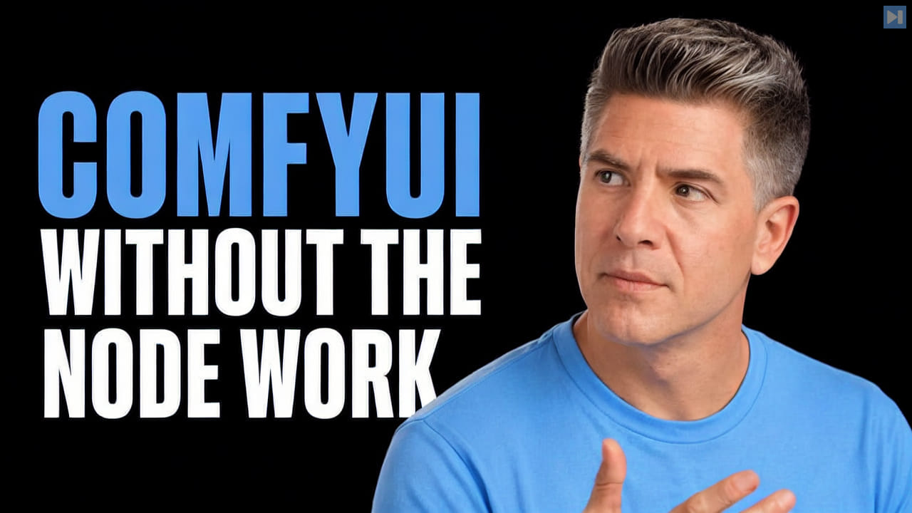 Tim Simmons beside the words ComfyUI Without the Node Work