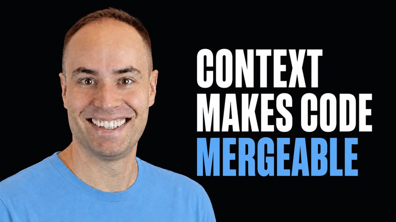 Peter Werry beside the words Context Makes Code Mergeable