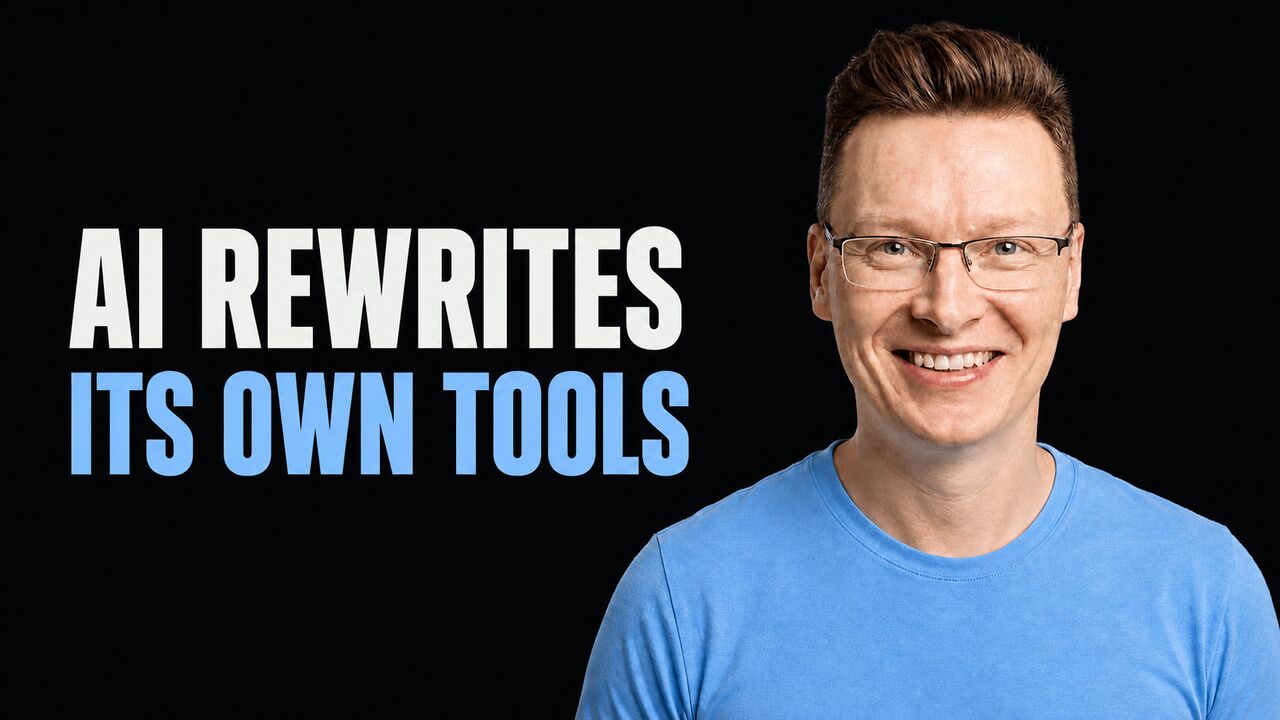 Károly Zsolnai-Fehér beside the words AI Rewrites Its Own Tools