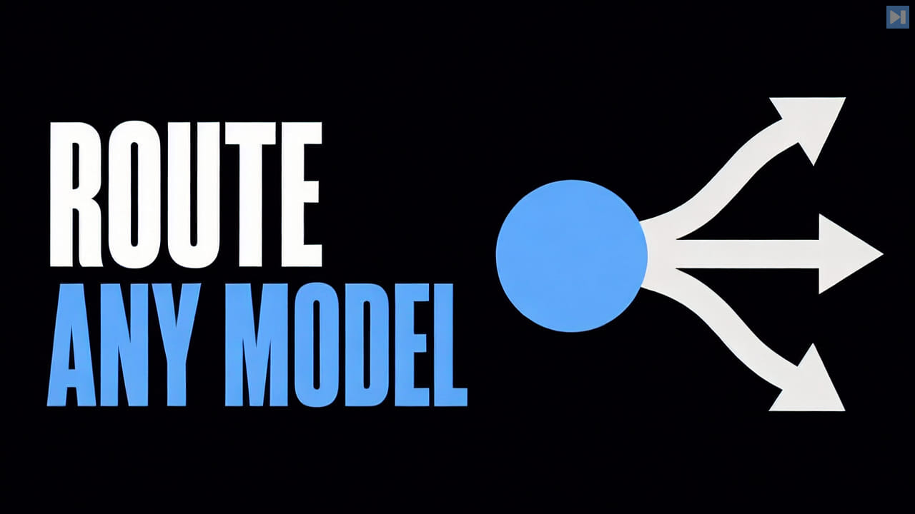 A flat routing illustration beside the words Route Any Model