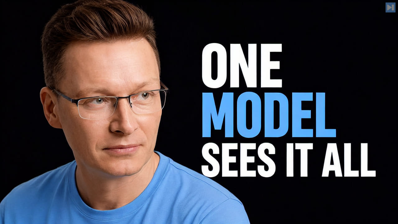 Károly Zsolnai-Fehér beside the words One Model Sees It All