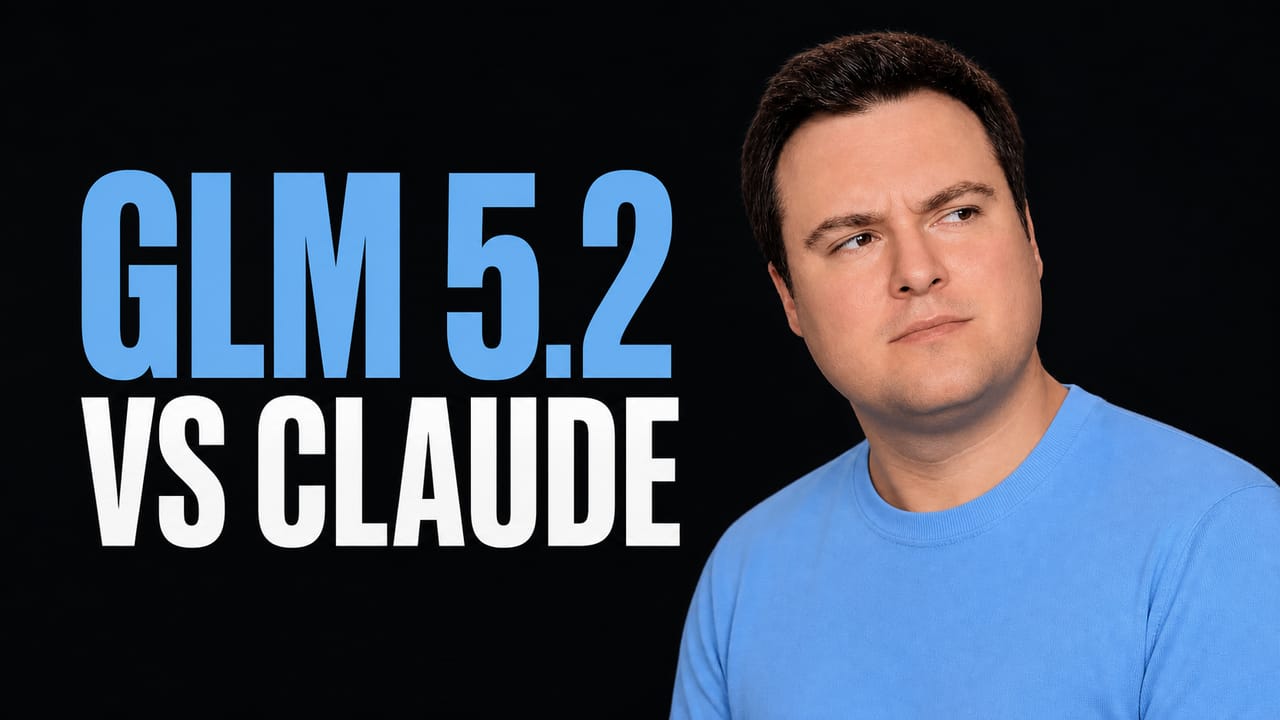 Bijan Bowen beside the words GLM 5.2 vs Claude