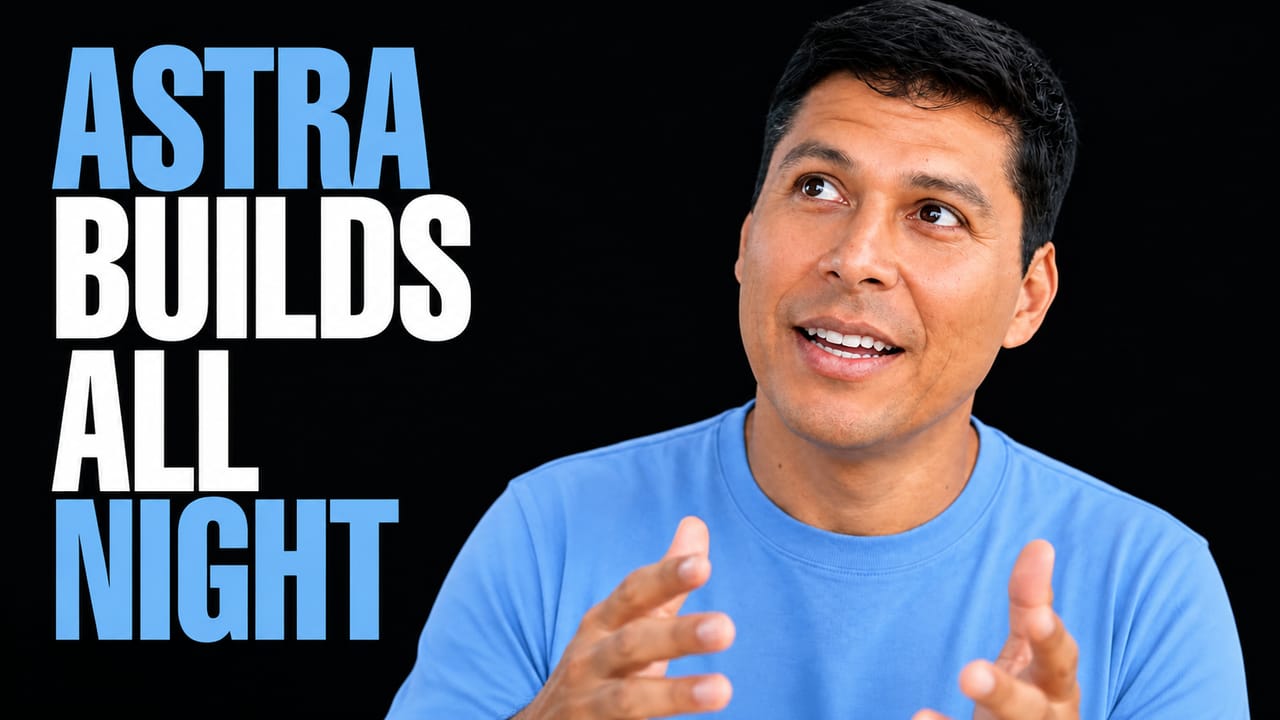 Ray Fernando beside the words Astra Builds All Night