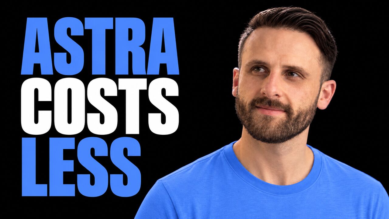 Pat Simmons beside the words Astra Costs Less