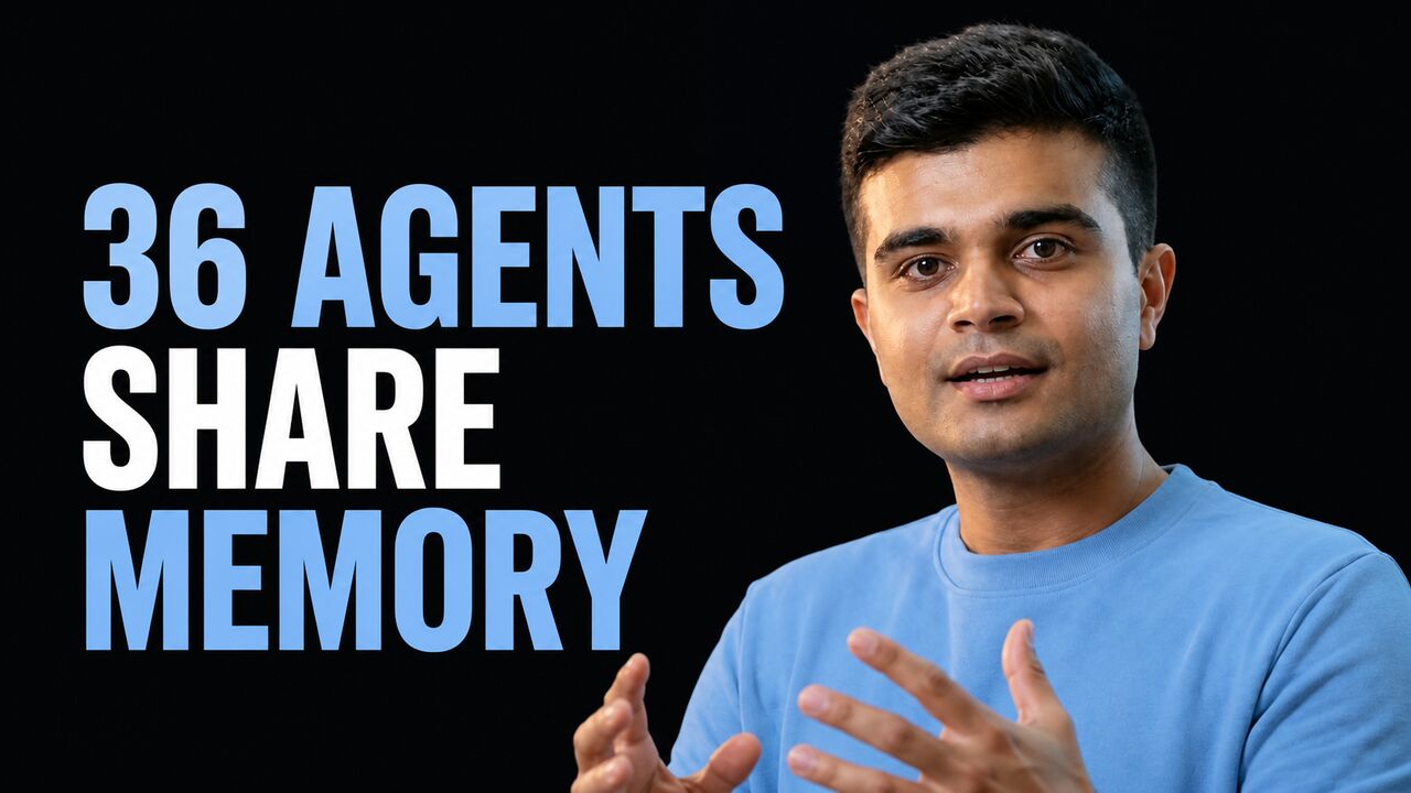 Rushabh Doshi beside the headline 36 Agents Share Memory