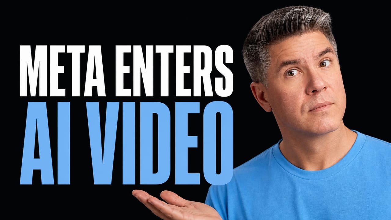 Tim Simmons beside the words Meta Enters AI Video