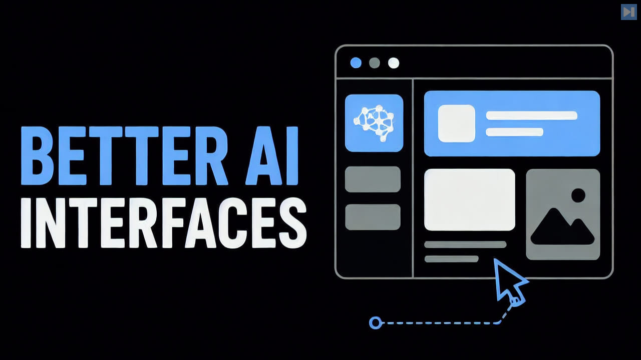 Better AI Interfaces beside a flat browser layout illustration