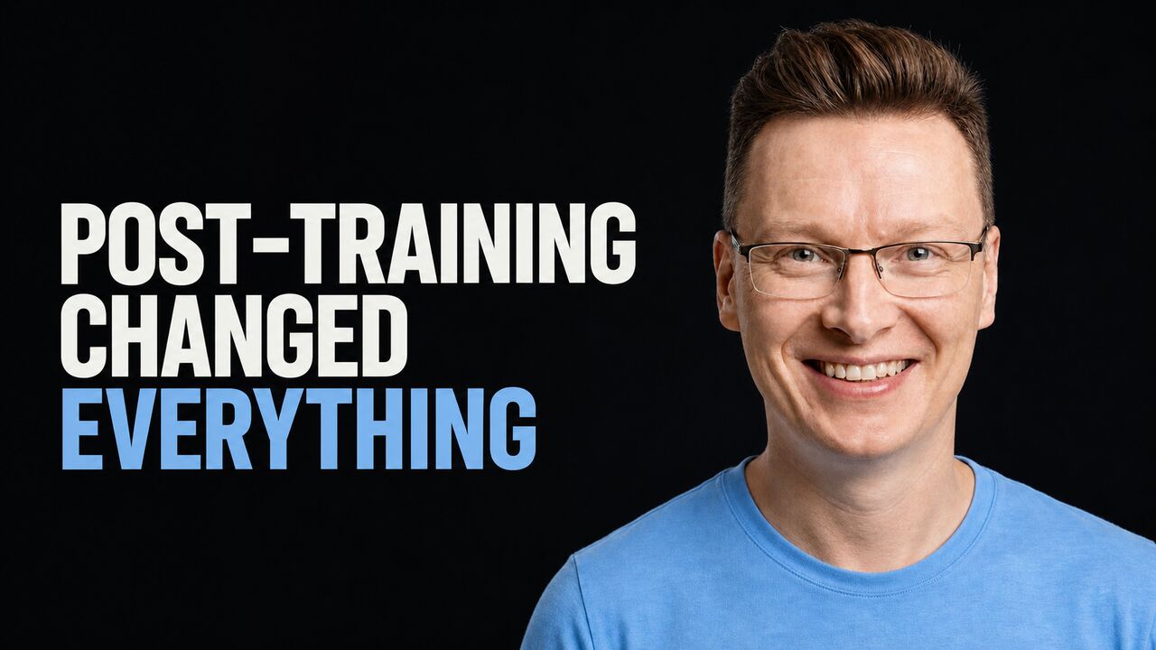 Károly Zsolnai-Fehér beside the words Post-Training Changed Everything
