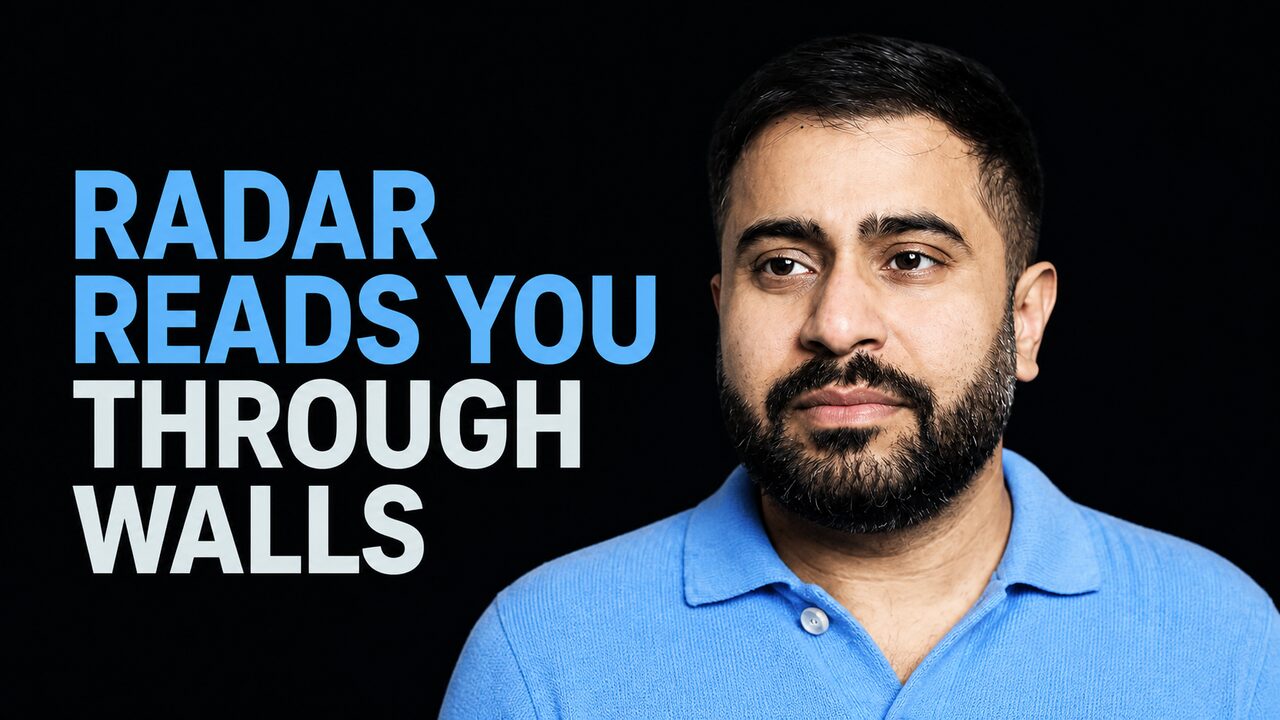 Bilawal Sidhu beside the words Radar Reads You Through Walls