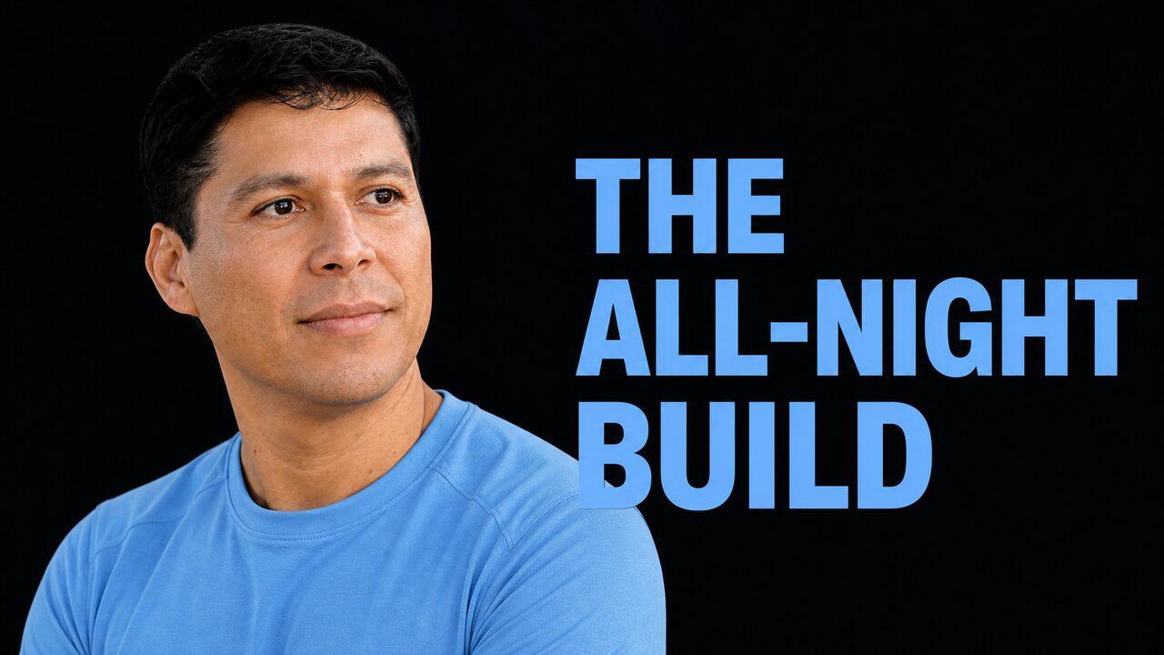 Ray Fernando beside the words The All-Night Build