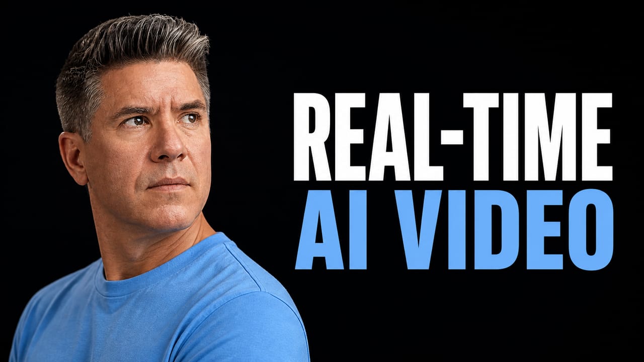 Tim Simmons beside the words Real-Time AI Video