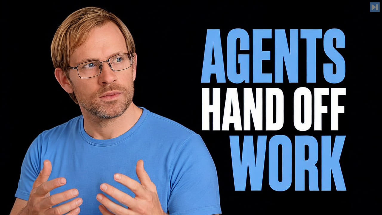 Alex Kerss beside the headline Agents Hand Off Work