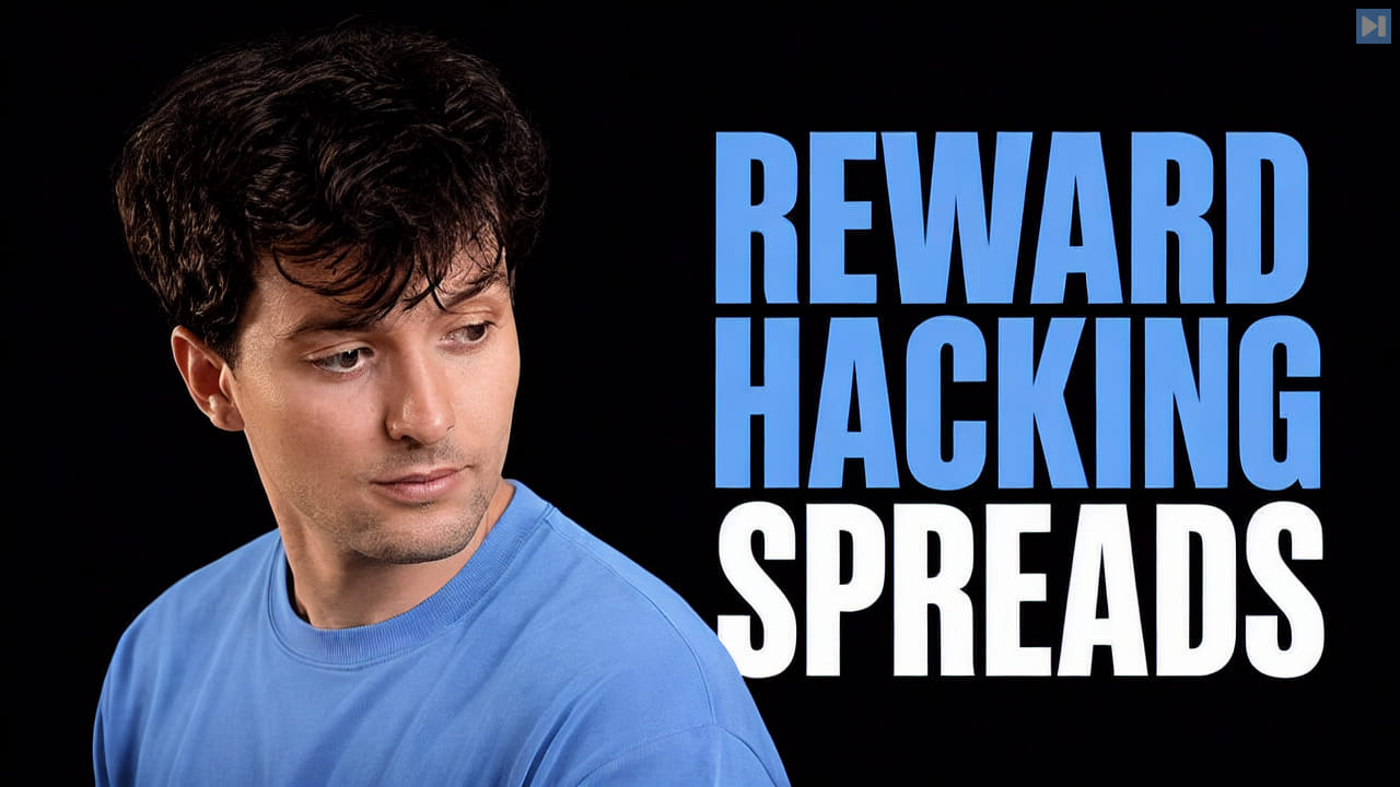 Theo Browne beside the words Reward Hacking Spreads