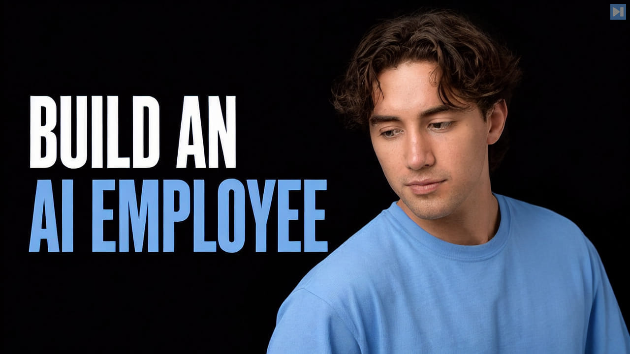 Drake Surach beside the two-color headline Build an AI Employee