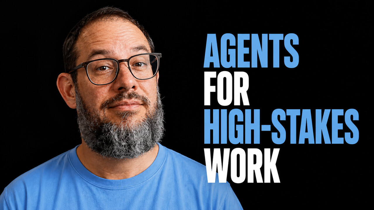 Nate B Jones beside the words Agents for High-Stakes Work
