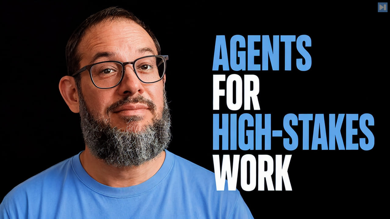Nate B Jones beside the words Agents for High-Stakes Work
