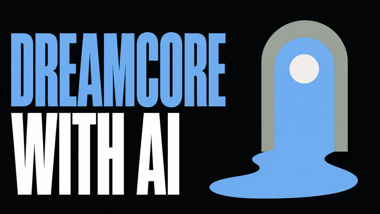 Dreamcore with AI beside a flat abstract dream portal