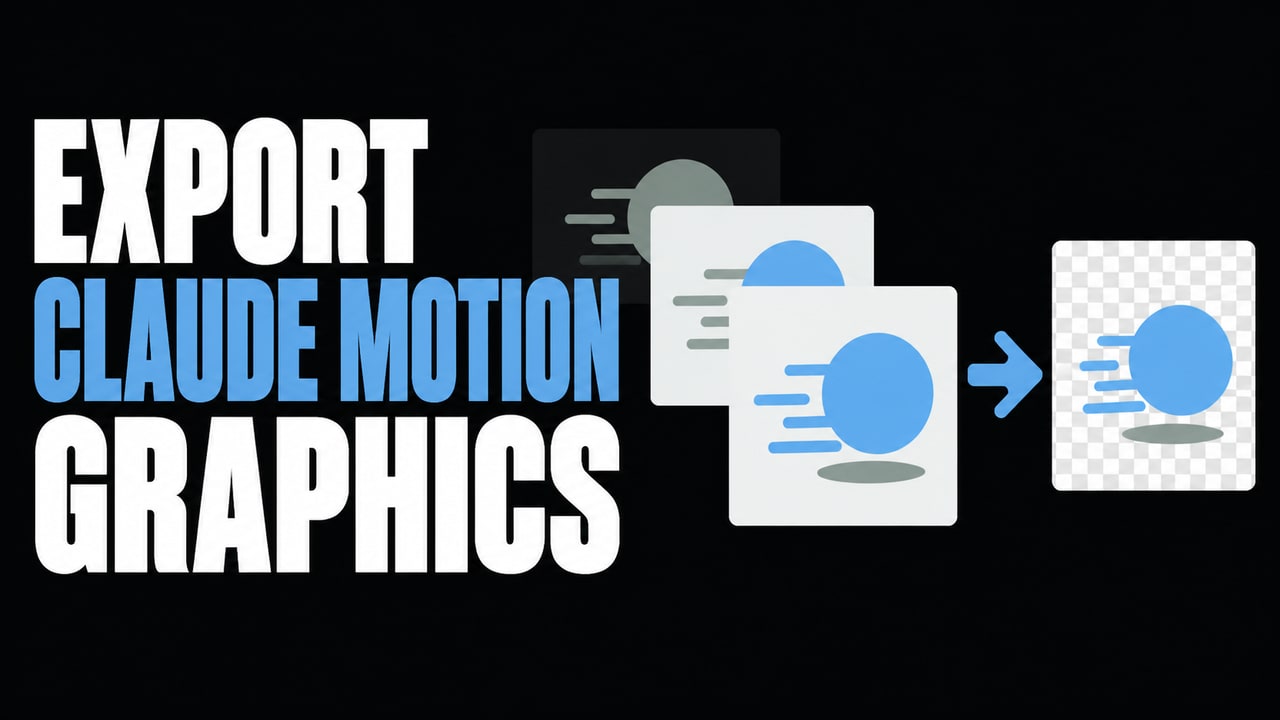 Flat animation frames beside the words Export Claude Motion Graphics