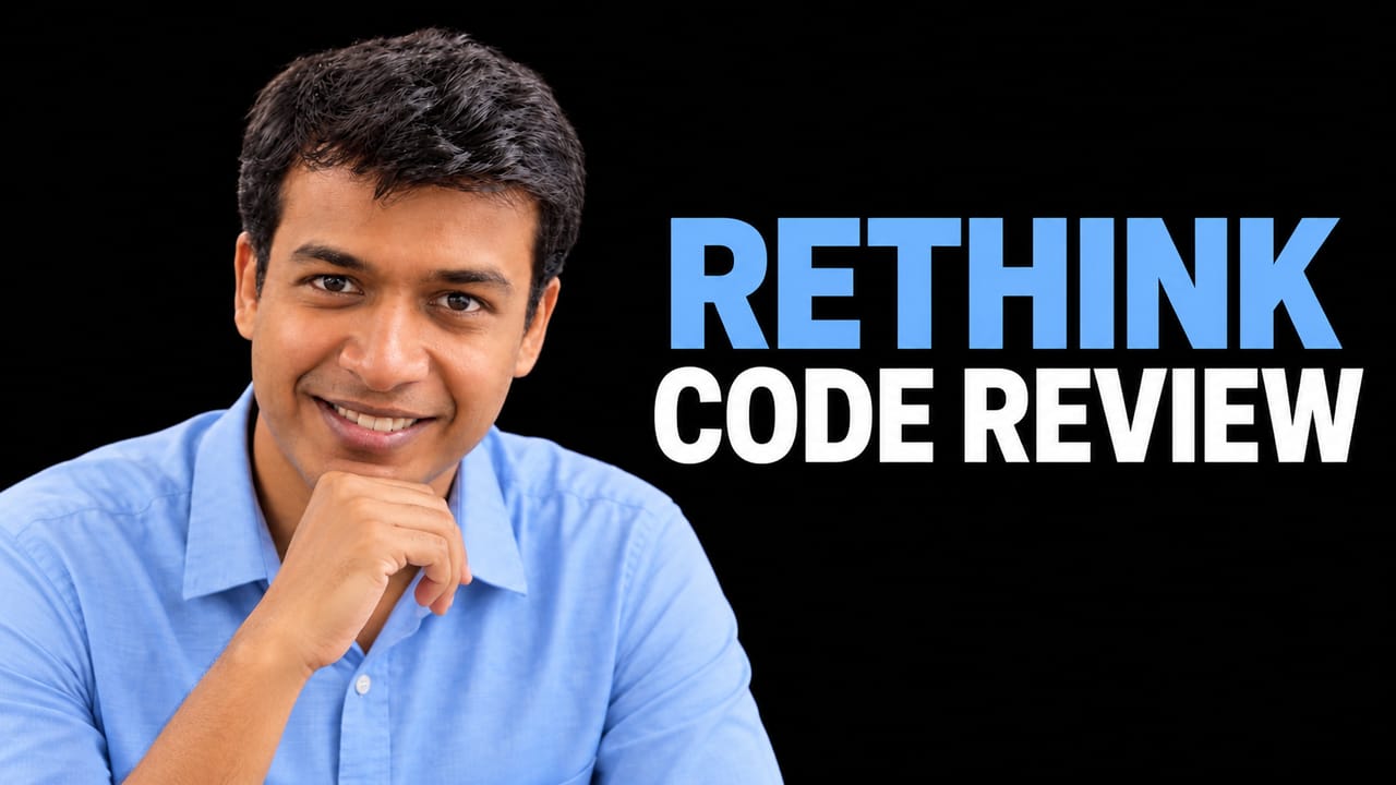 Ankit Jain beside the headline Rethink Review, discussing intent and behavioral verification for AI-generated code.