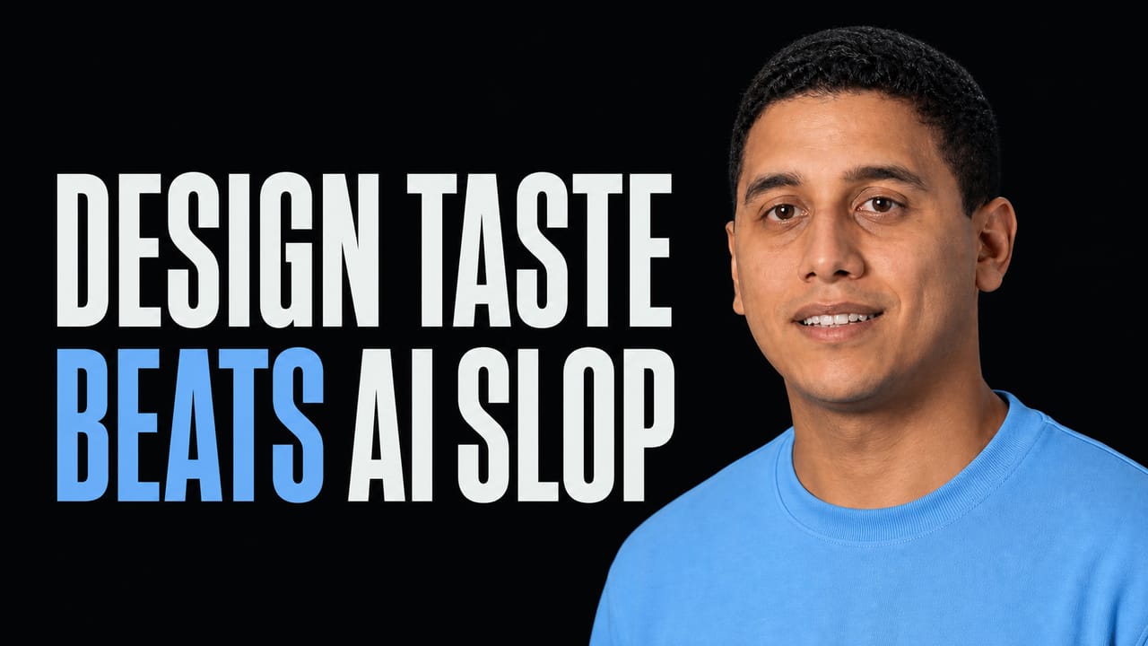 Hassan El Mghari beside the words Design Taste Beats AI Slop