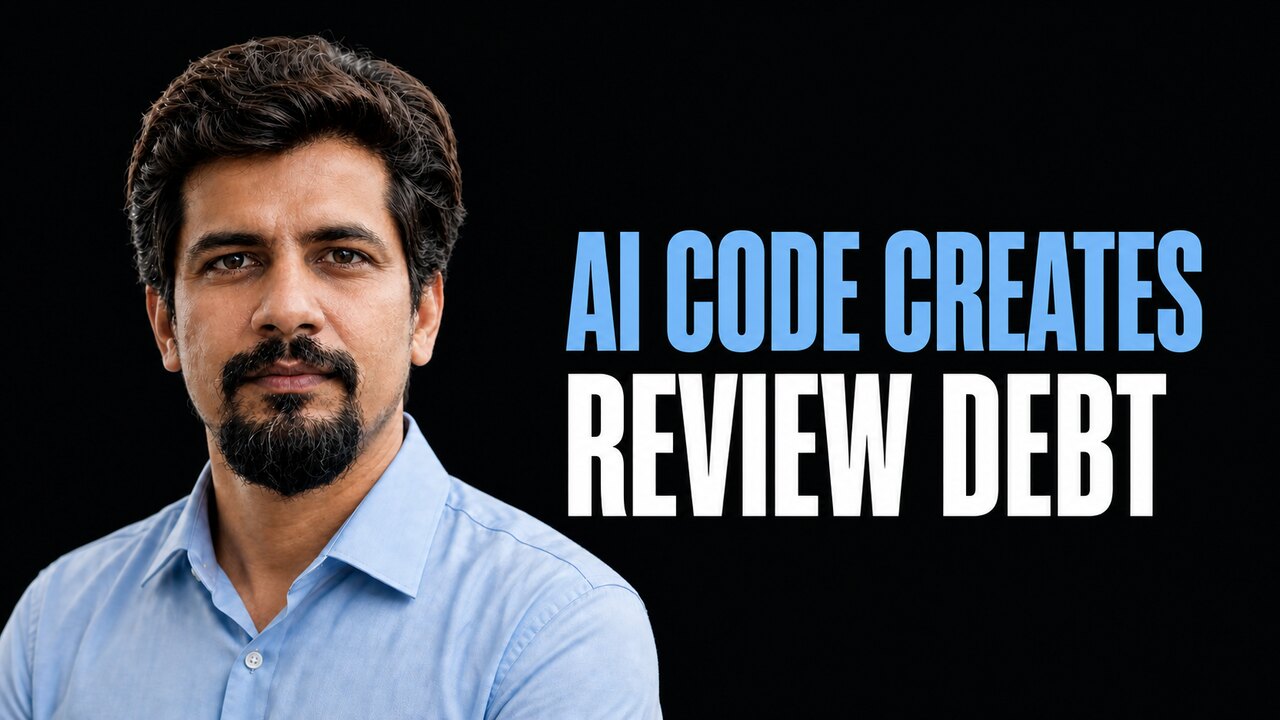 Sachin Gupta beside the headline AI Code Creates Review Debt