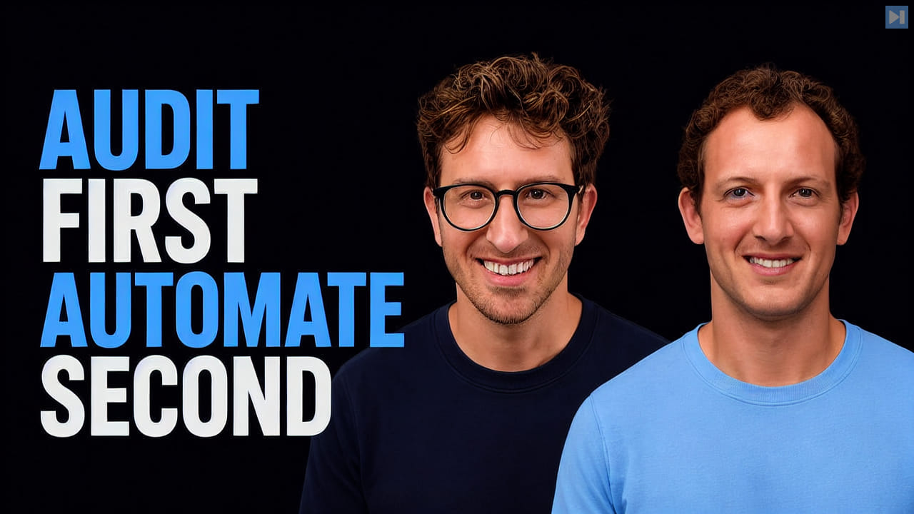 Greg Isenberg and Corey Ganim beside the words Audit First Automate Second