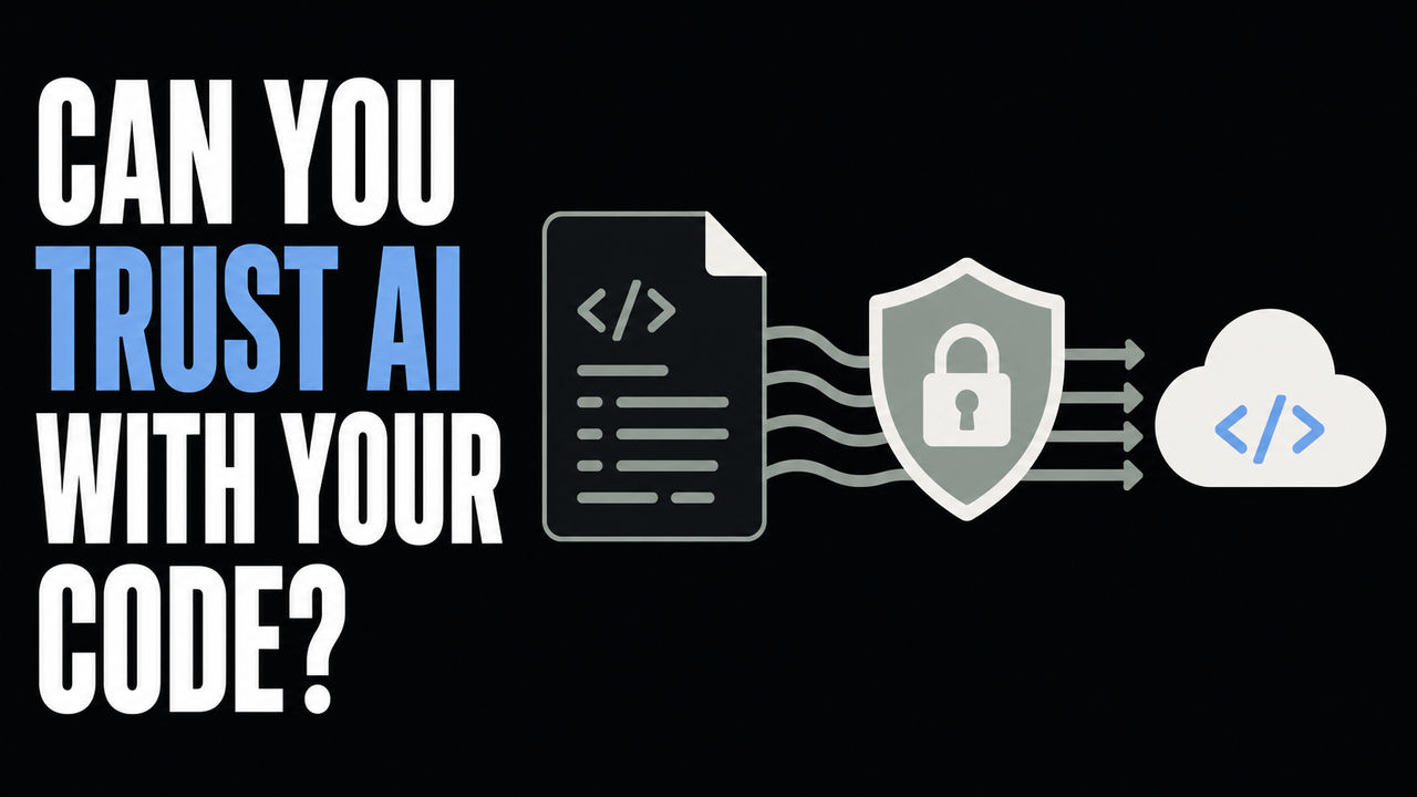 Can You Trust AI With Your Code beside a flat code file, privacy shield and cloud